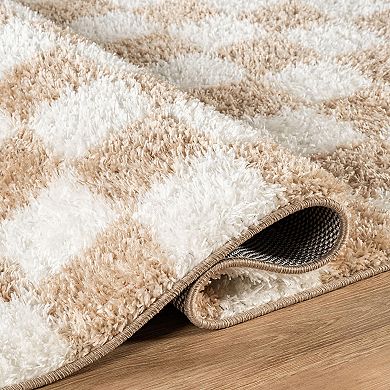 World Rug Gallery Block Shag Throw, Area or Runner Rug