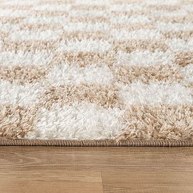 World Rug Gallery Block Shag Throw, Area or Runner Rug