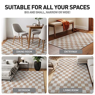 World Rug Gallery Block Shag Throw, Area or Runner Rug