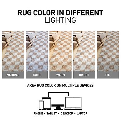 World Rug Gallery Block Shag Throw, Area or Runner Rug