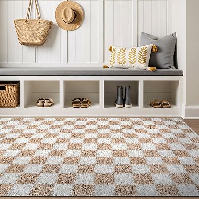 World Rug Gallery Block Shag Throw, Area or Runner Rug