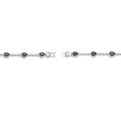 Gemminded Sterling Silver Lab-Created White Sapphire & Black Onyx Pear Bracelet
