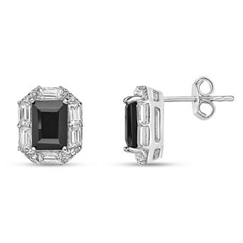 Gemminded Sterling Silver Lab-Created Sapphire & Onyx Stud Earrings