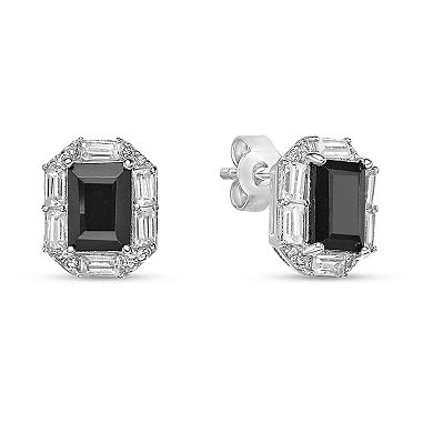 Gemminded Sterling Silver Lab-Created Sapphire & Onyx Stud Earrings