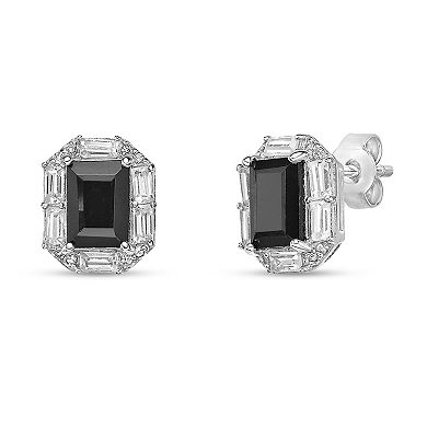 Gemminded Sterling Silver Lab-Created Sapphire & Onyx Stud Earrings