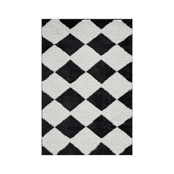 World Rug Gallery Diamond Pattern Shag Throw, Area or Runner Rug