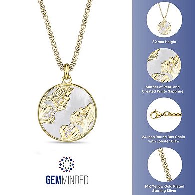 Gemminded 14k Gold Plated Mother-of-Pearl & Lab-Created White Sapphire Pendant Necklace