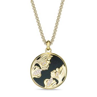 Gemminded Gold-Tone Gemstone & Lab-Created White Sapphire Round Pendant Necklace