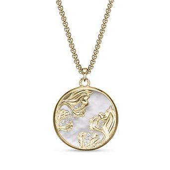 Gemminded Gold-Tone Gemstone & Lab-Created White Sapphire Round Pendant Necklace