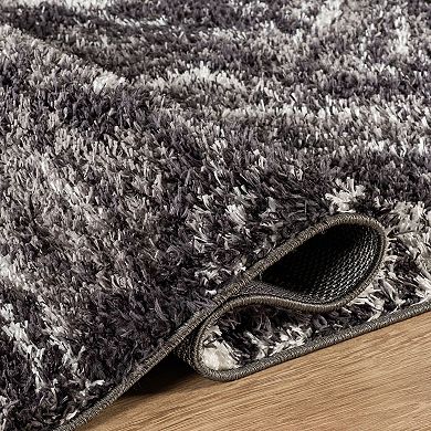 World Rug Gallery Abstract Marble Shag Throw, Area or Runner Rug