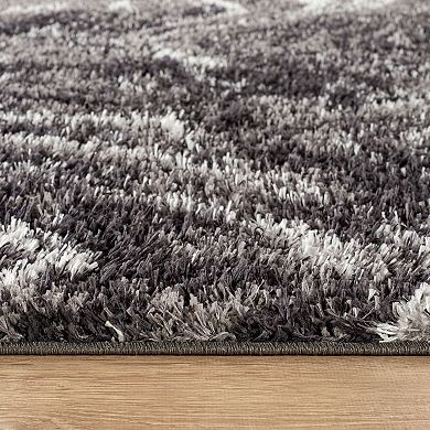 World Rug Gallery Abstract Marble Shag Throw, Area or Runner Rug