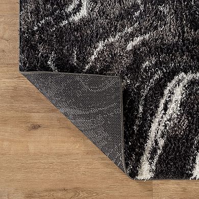 World Rug Gallery Abstract Marble Shag Throw, Area or Runner Rug