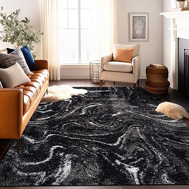 World Rug Gallery Abstract Marble Shag Throw, Area or Runner Rug