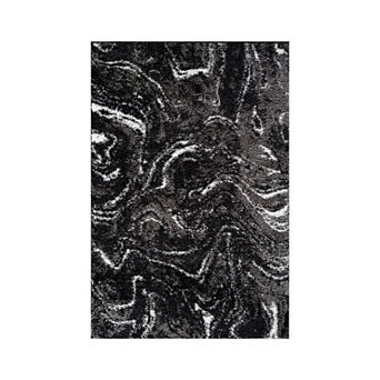 World Rug Gallery Abstract Marble Shag Throw, Area or Runner Rug