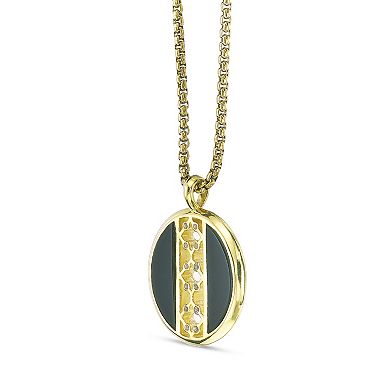Gemminded 14k Gold Flash Plated Lab-Created White Sapphire & Onyx Round Pendant Necklace