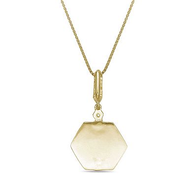 Gemminded 14k Gold Flash Plated Lab-Created White Sapphire & Gemstone Hexagon Pendant Necklace
