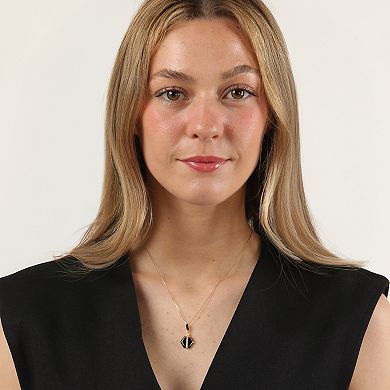 Gemminded 14k Gold Flash Plated Lab-Created White Sapphire & Gemstone Hexagon Pendant Necklace