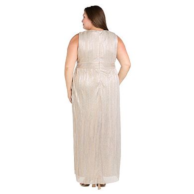 Plus Size R&M Richards Long Metallic Jacket Dress