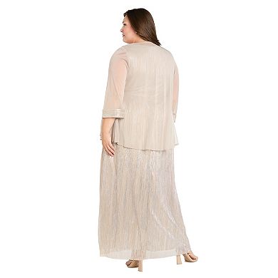 Plus Size R&M Richards Long Metallic Jacket Dress