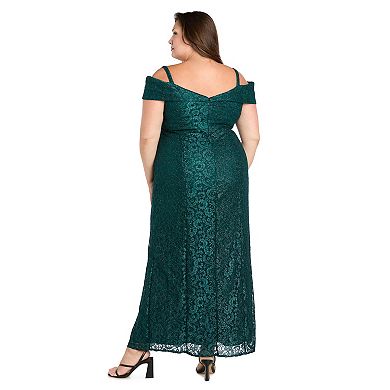 Plus Size R&M Richards Glitter Lace Long Dress