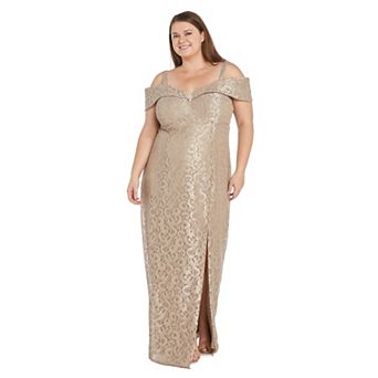 Plus Size R&M Richards Glitter Lace Long Dress