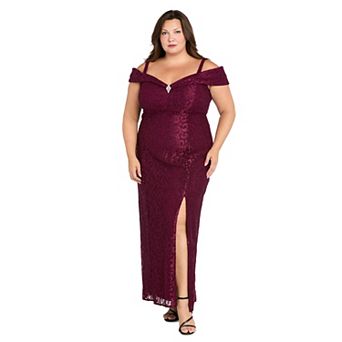 Plus Size R&M Richards Glitter Lace Long Dress