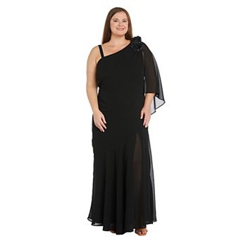 Plus Size R&M Richards Long Dress With Side Cape