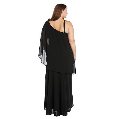 Plus Size R&M Richards Long Dress With Side Cape