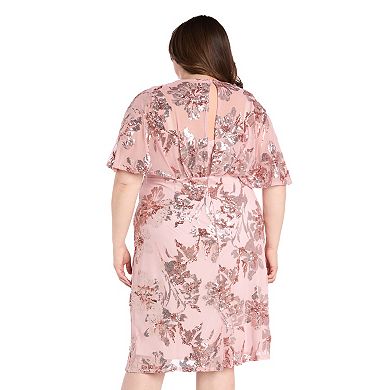 Plus Size R&M Richards Beaded Floral V-Neck Dress