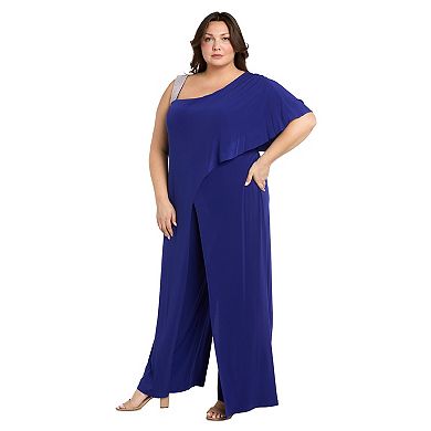 Plus Size R&M Richards One Shoulder Jumpsuit