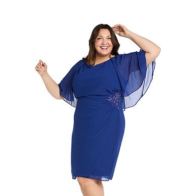 Plus Size R&M Richards Short Chiffon Cape Dress