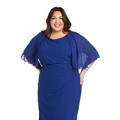Plus Size R&M Richards Short Chiffon Cape Dress