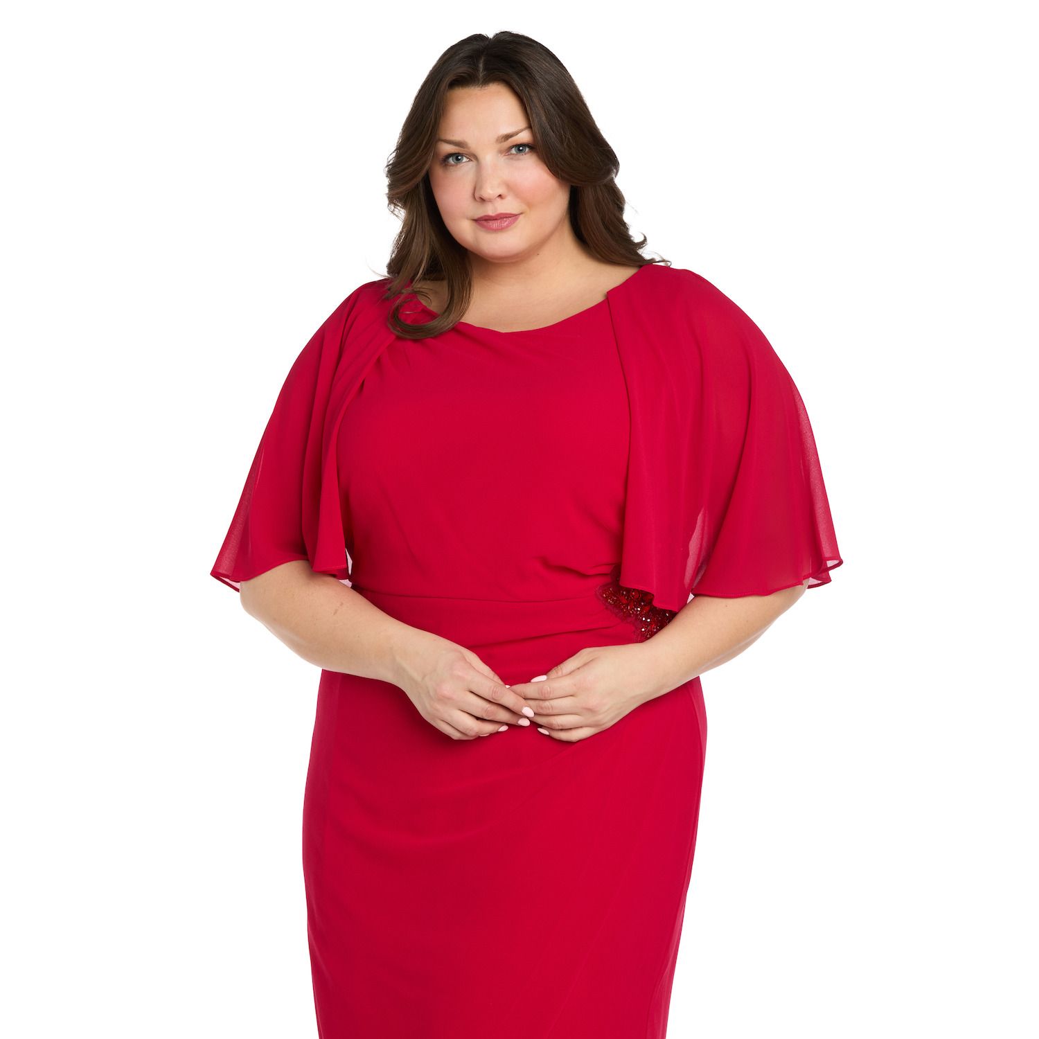 Женские платья R&M Richards Plus Size R&M Richards Short Chiffon Cape Dress