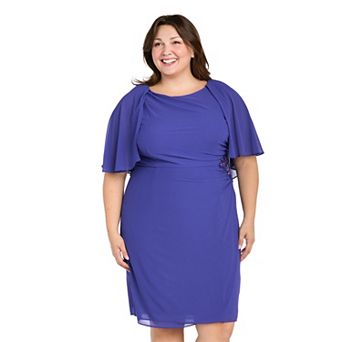 Plus Size R&M Richards Short Chiffon Cape Dress