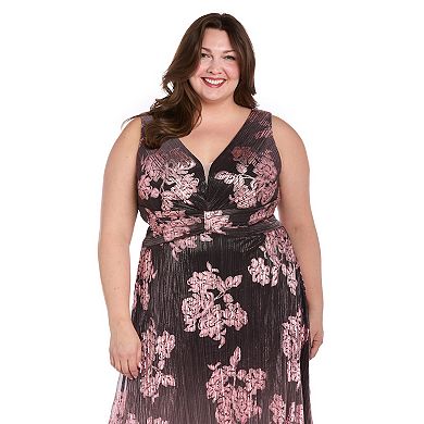 Plus Size R&M Richards Long Printed Ombre Dress