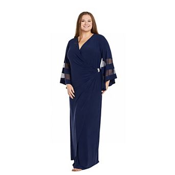Plus Size R&M Richards Long Sleeve Maxi Dress