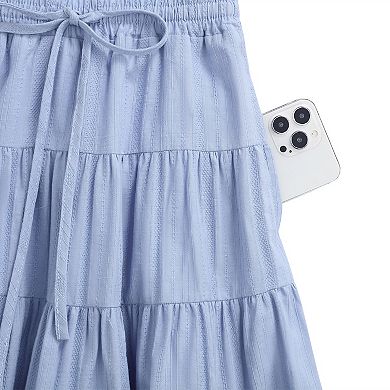 Girls Short Skirt with Built-In Shorts and Pockets