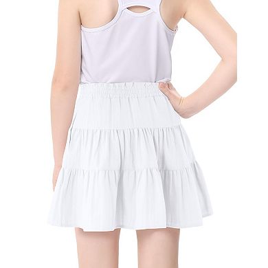 Girls Short Skirt with Built-In Shorts and Pockets
