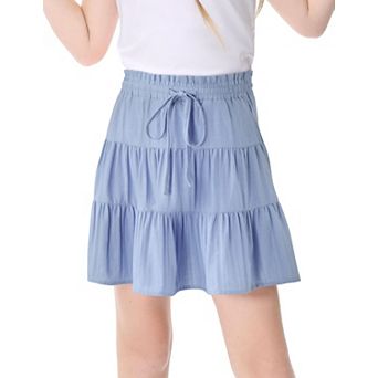 Girls Short Skirt with Built-In Shorts and Pockets