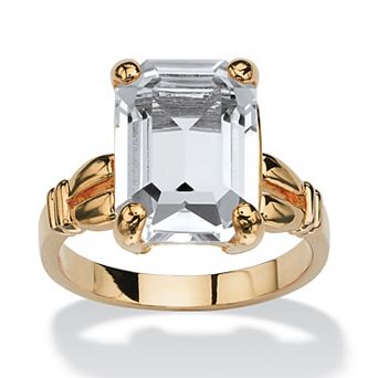 PalmBeach Jewelry Yellow Gold-plated Emerald Cut Simulated Birthstone Ring Sizes 5-10