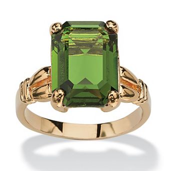 PalmBeach Jewelry Yellow Gold-plated Emerald Cut Simulated Birthstone Ring Sizes 5-10