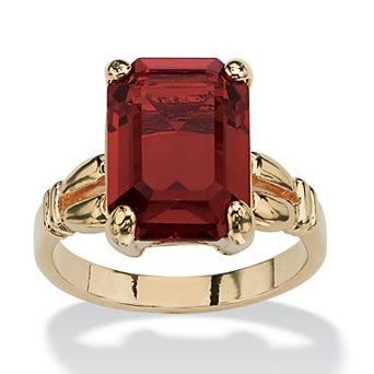 PalmBeach Jewelry Yellow Gold-plated Emerald Cut Simulated Birthstone Ring Sizes 5-10