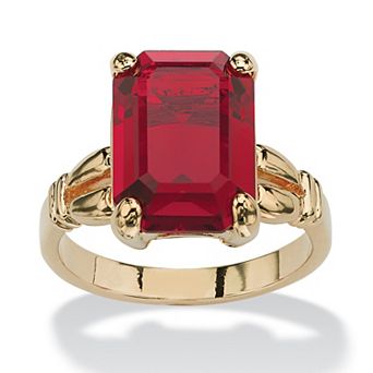 PalmBeach Jewelry Yellow Gold-plated Emerald Cut Simulated Birthstone Ring Sizes 5-10