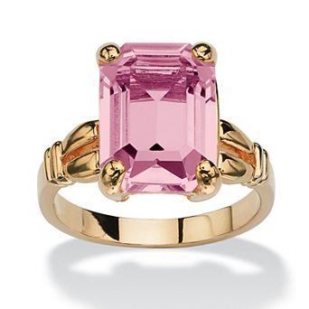 PalmBeach Jewelry Yellow Gold-plated Emerald Cut Simulated Birthstone Ring Sizes 5-10