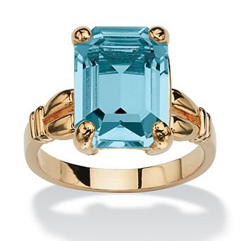 PalmBeach Jewelry Yellow Gold-plated Emerald Cut Simulated Birthstone Ring Sizes 5-10