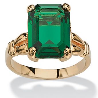 PalmBeach Jewelry Yellow Gold-plated Emerald Cut Simulated Birthstone Ring Sizes 5-10