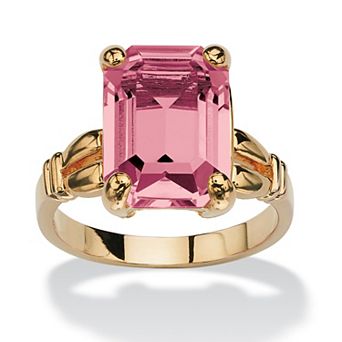 PalmBeach Jewelry Yellow Gold-plated Emerald Cut Simulated Birthstone Ring Sizes 5-10