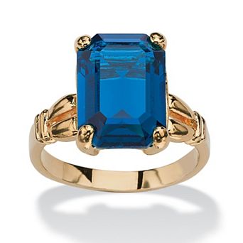 PalmBeach Jewelry Yellow Gold-plated Emerald Cut Simulated Birthstone Ring Sizes 5-10