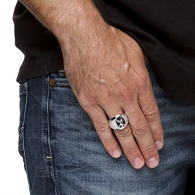 PalmBeach Jewelry Men's Oval-Shaped Genuine Onyx Eagle Ring