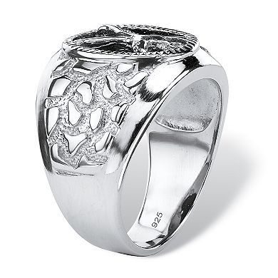 PalmBeach Jewelry Men's Oval-Shaped Genuine Onyx Eagle Ring